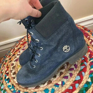 Timberland blue metallic  suede boots